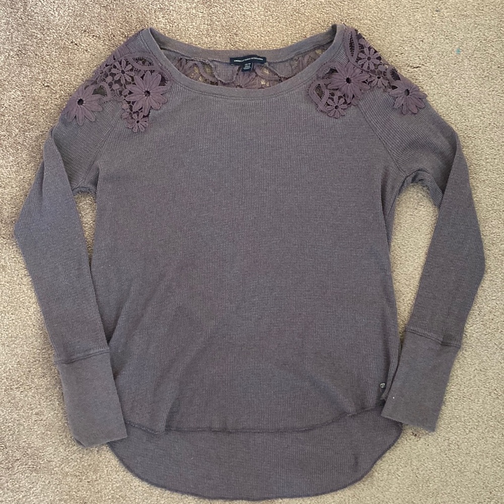 American Eagle Lace Waffle Long-Sleeve